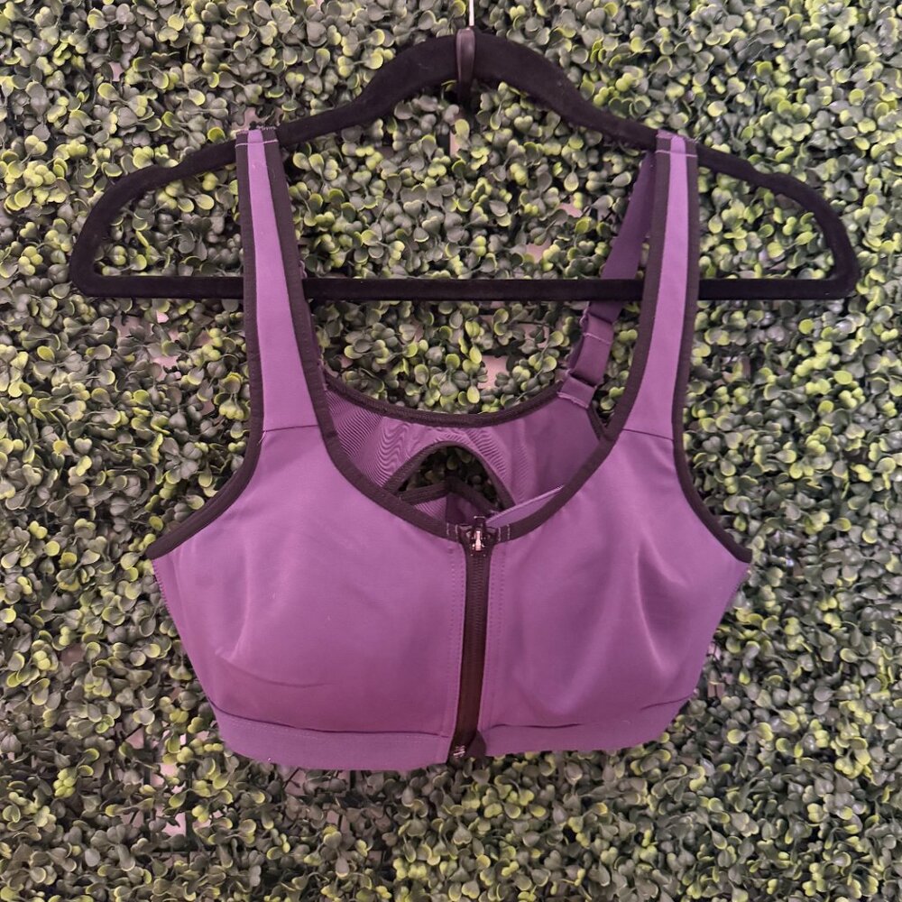 Victoria’s Secret Sports Bra Front Zip Purple High Support Bra Size M